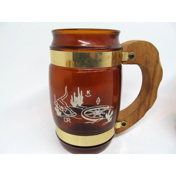 Siesta Ware 2 Piece Western Wagon Wheel Theme Barware Mugs - Picture 3 of 12